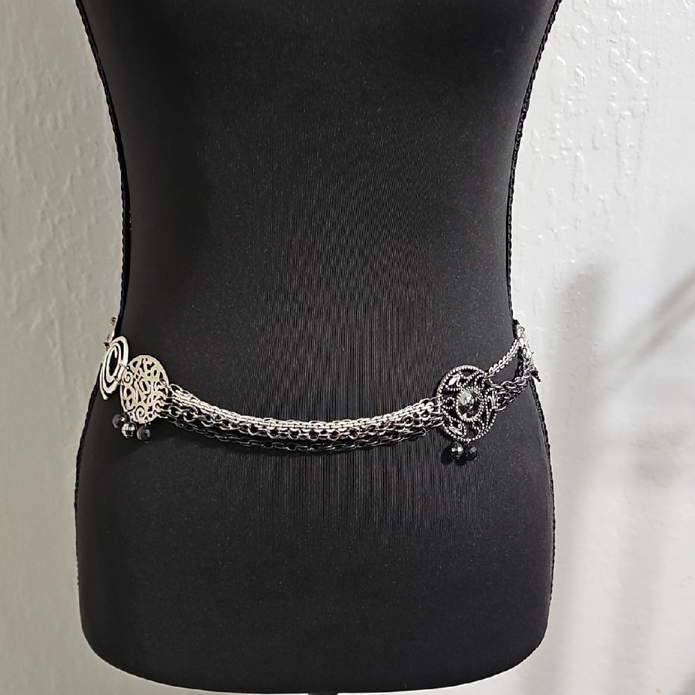 Chico's Mixed Metals Decorative Chain Waist Belt - Picture 4 of 12